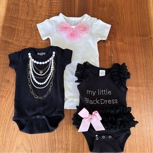 Bundle of 3 Dress Up Onesies. Size 0-6M, 6-9M and 9-12M.